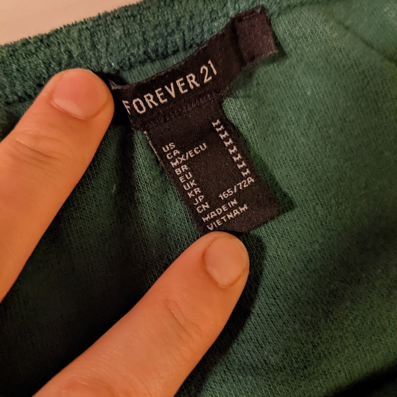 Forever21 Terry Cloth Shorts Romper Green - Picture 2 of 4